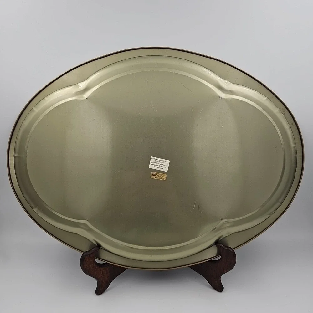 Colorful Cottage Scene Oval Metal Serving Tray 1997 Thomas‎ Kindade Giftco Inc